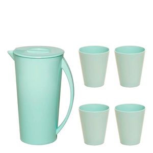 Kit Jarra Fresc 2,5L Com 4 Copos Verde em Polipropileno Linha Tendência VEM
