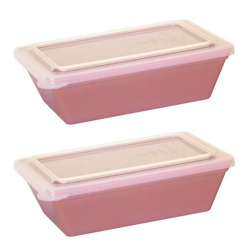 Kit Travessas Stillo Com Tampa 2L 2 Peças Rosé em Polipropileno Linha Tendência Vemplast
