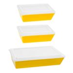 Kit Travessas Stillo Com Tampa 3 Peças Amarelo em Polipropileno Linha Tropical Vemplast