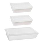 Kit Travessas Stillo Com Tampa 3 Peças Branco em Polipropileno Linha Tropical Vemplast