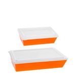 Kit Travessas Stillo Com Tampa 2 Peças Laranja em Polipropileno Linha Tropical Vemplast