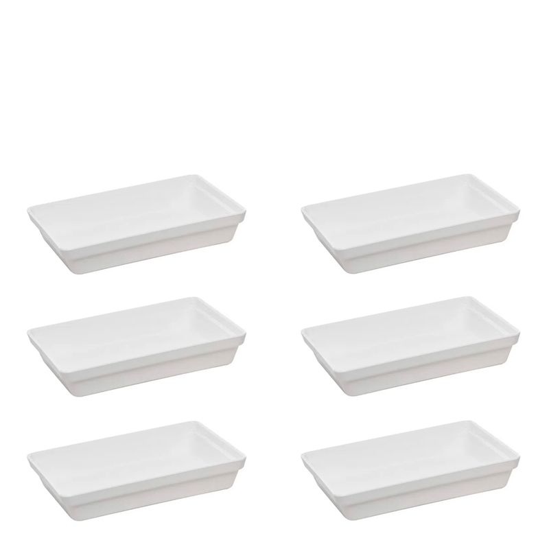 Conjunto de Travessa Stillo Rasa 1,850L 6 Peças Branco em Polipropileno Linha Tropical Vemplast