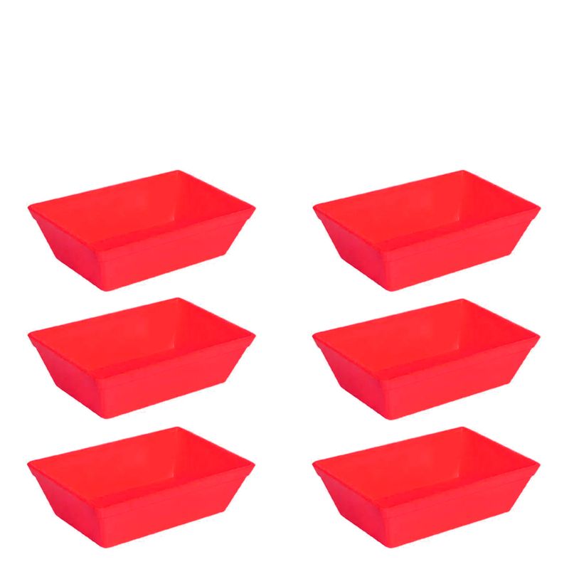 Conjunto de Travessa Stillo 2L 6 Peças Vermelho em Polipropileno Linha Tropical Vemplast