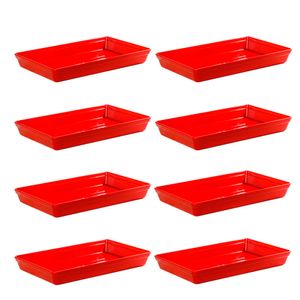Conjunto de Travessa Stillo Rasa 4,5L 8 Peças Vermelho em Polipropileno Linha Tropical VEM