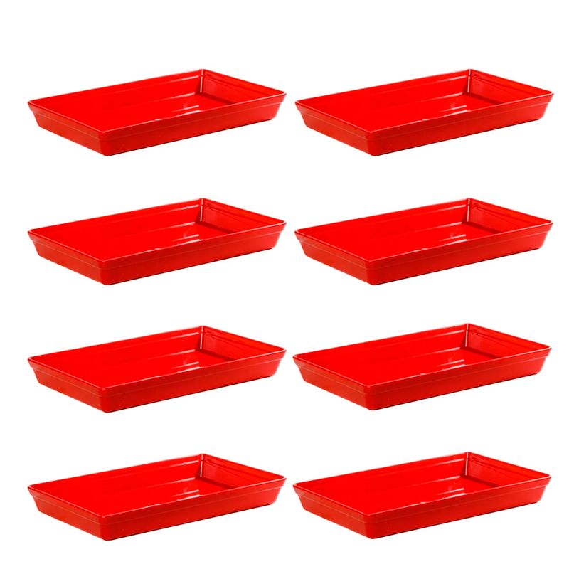 Conjunto de Travessa Stillo Rasa 4,5L 8 Peças Vermelho em Polipropileno Linha Tropical Vemplast