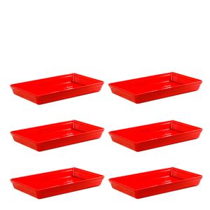 Conjunto de Travessa Stillo Rasa 4,5L 6 Peças Vermelho em Polipropileno Linha Tropical VEM