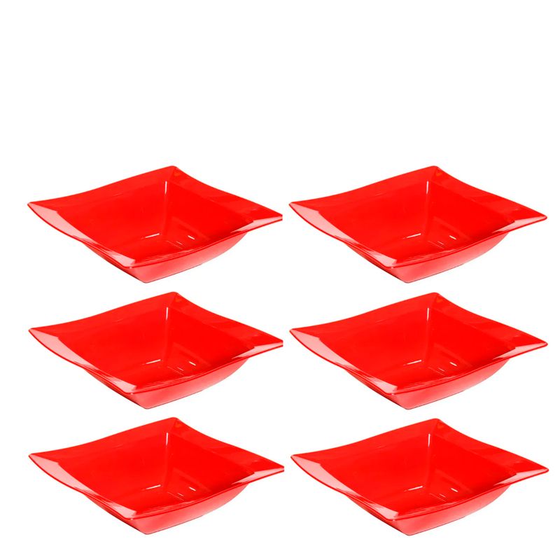 Conjunto de Saladeira Moove 2L 6 peças Vermelho em Polipropileno Linha Tropical Vemplast