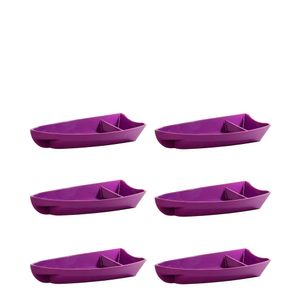 Conjunto de Barca Sushi 600ml 6 Peças Roxo em Polipropileno Linha Tropical VEM