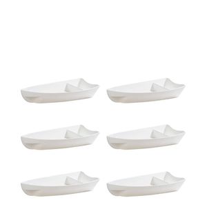Conjunto de Barca Sushi 600ml 6 Peças Branco em Polipropileno Linha Tropical VEM
