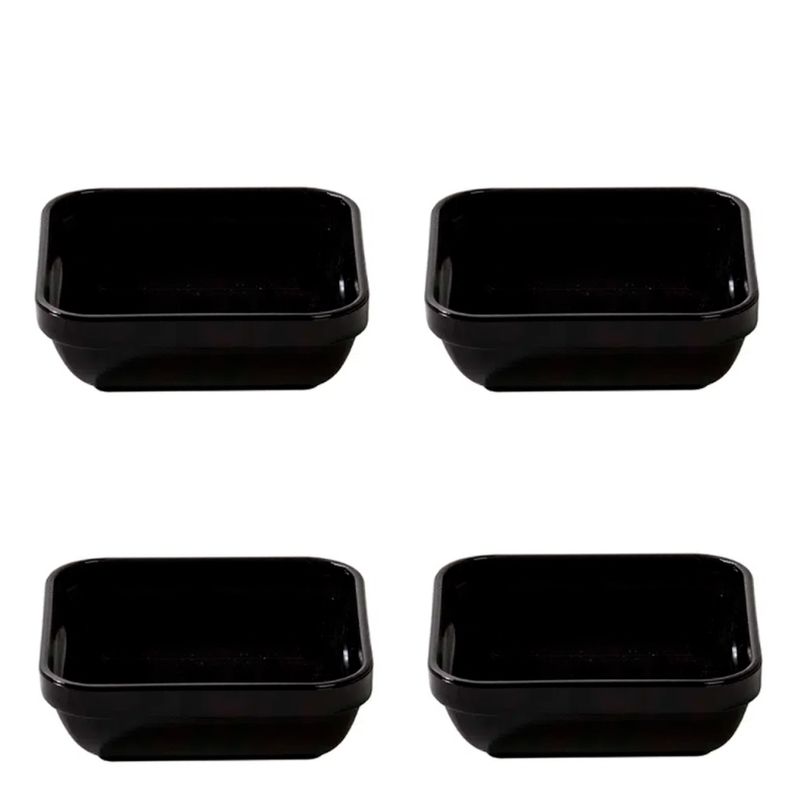 Conjunto de Travessa Cheff 250ml 4 Peças Preto em Polipropileno Linha Tropical Vemplast