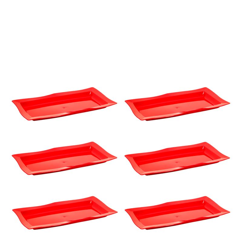 Conjunto de Saladeira Moove Rasa 3L 6 Peças Vermelho em Polipropileno Linha Tropical Vemplast