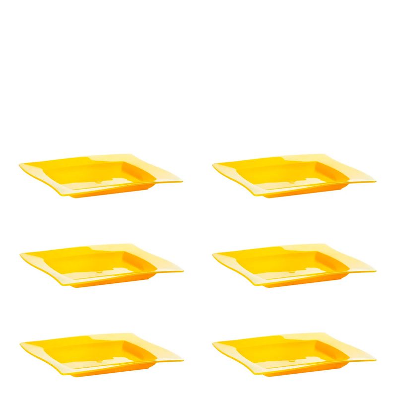 Conjunto de Saladeira Moove Rasa 1L 6 Peças Amarelo em Polipropileno Linha Tropical Vemplast