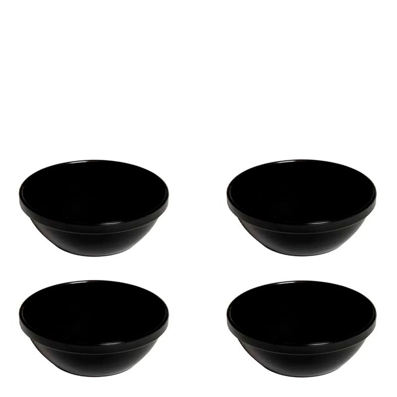 Conjunto de Sopeiras Cheff 250ml 4 Peças Preto em Polipropileno Vemplast