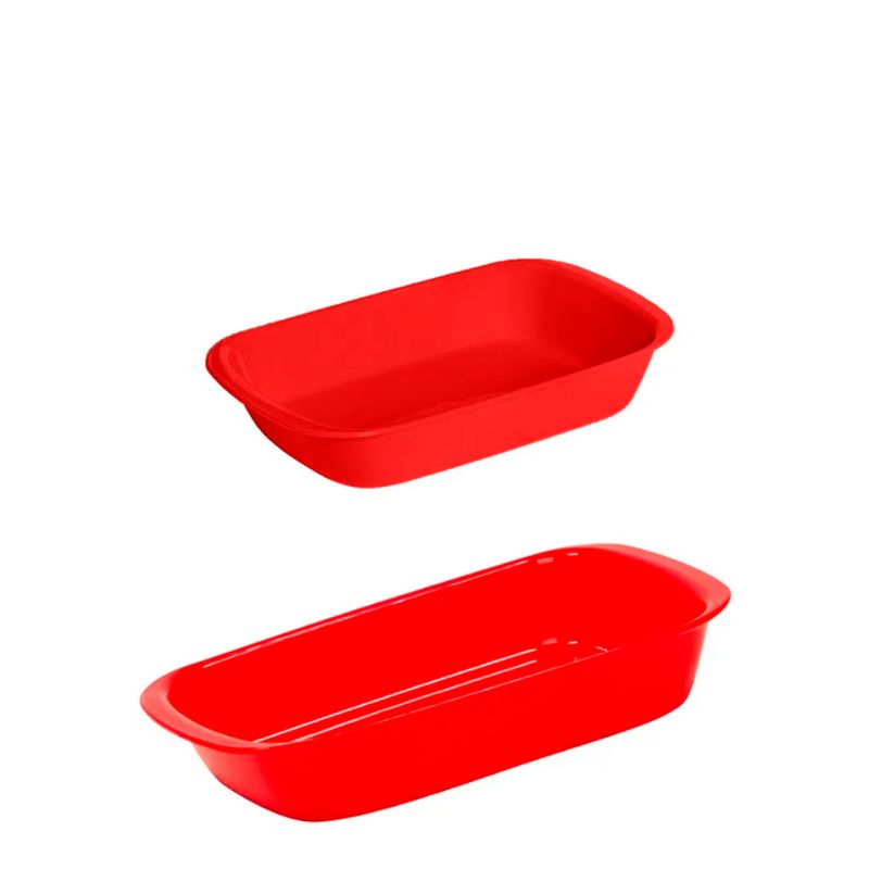 Conjunto de Travessa Servir 800ml + 1,2L 2 Peças Vermelho em Polipropileno Vemplast