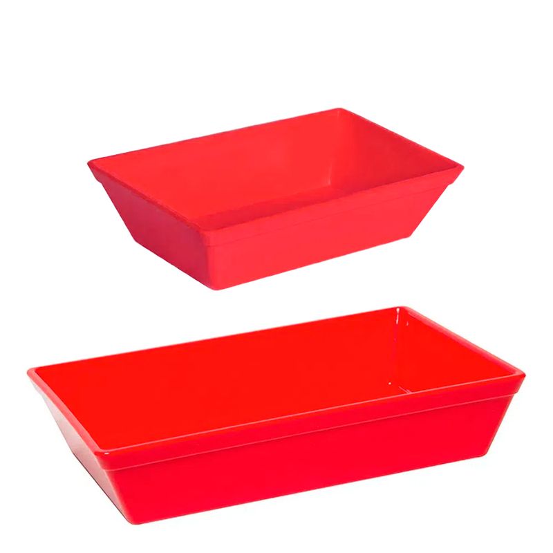 Conjunto de Travessa Stillo 2L + 5L 2 Peças Vermelho em Polipropileno Linha Tropical Vemplast