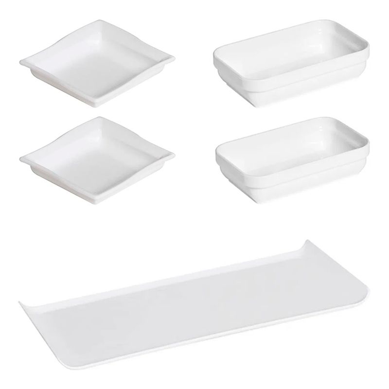 Kit Oriental Com 1 Bandeja + 2 Travessas + 2 Molheiras Sortido em Polipropileno Linha Tropical Vemplast