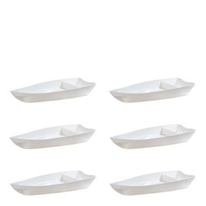 Conjunto de Barca Sushi 1L 6 Peças Branco em Polipropileno Linha Tropical VEM