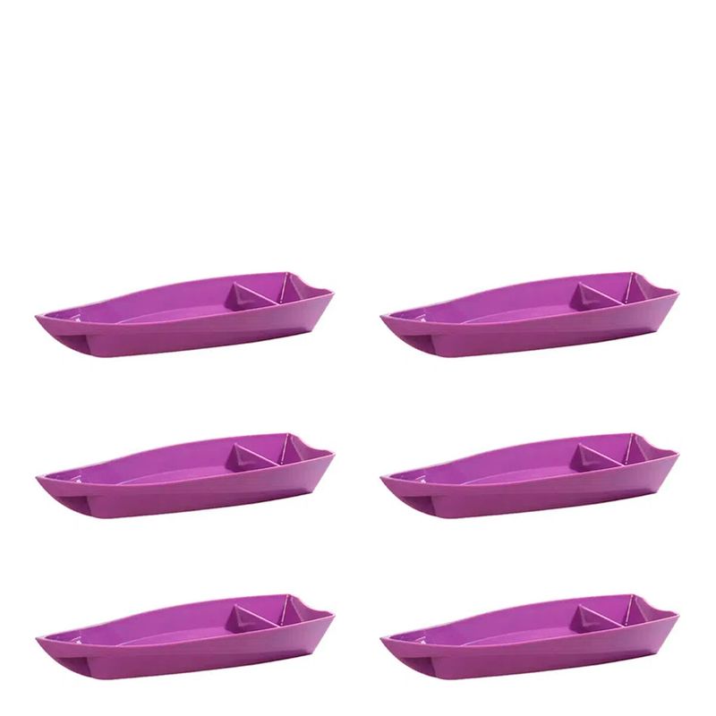 Conjunto de Barca Sushi 1L 6 Peças Roxo em Polipropileno Linha Tropical Vemplast