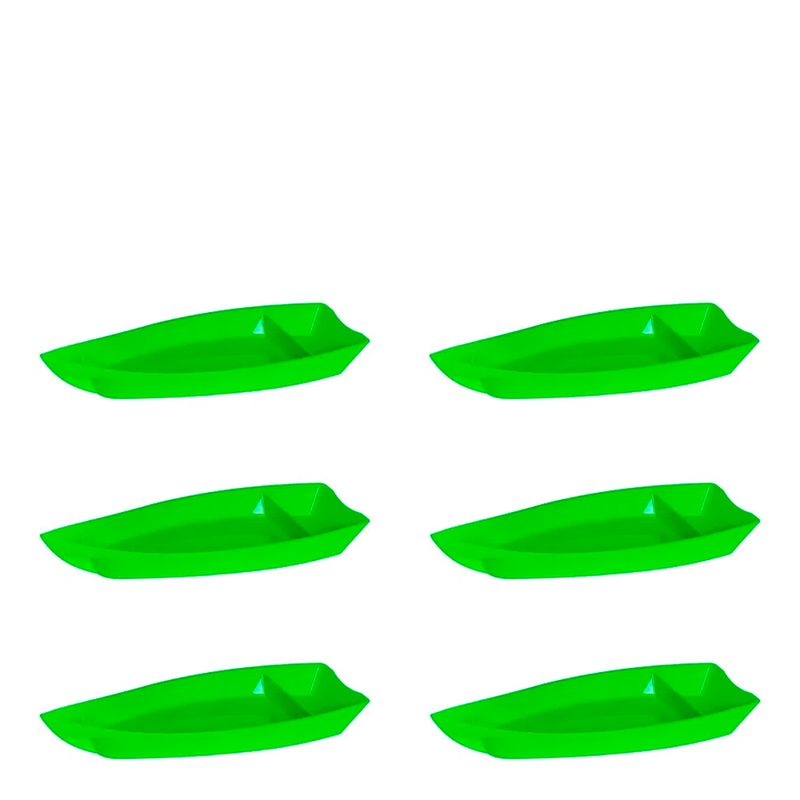 Conjunto-de-Barca-Sushi-1L-6-Pecas-Verde-em-Polipropileno-Linha-Tropical-Vemplast