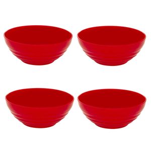 Conjunto Bowl Oriental Redondo 1,2L Vermelho com 4 Peças em Polipropileno Linha Tropical VEM