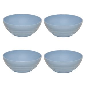 Conjunto Bowl Oriental Redondo 1,2L Azul com 4 Peças em Polipropileno Linha Tendências VEM