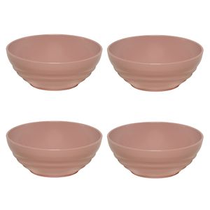Conjunto Bowl Oriental Redondo 1,2L Rosé com 4 Peças em Polipropileno Linha Tendências VEM