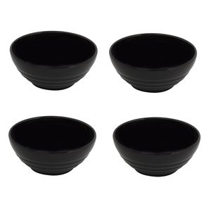 Conjunto Bowl Oriental Redondo 500ml Preto com 4 Peças em Polipropileno Linha Tropical VEM