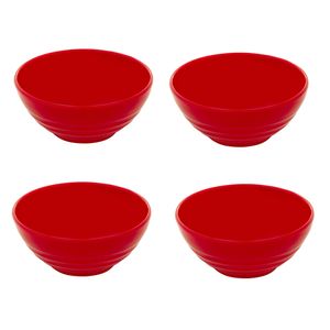 Conjunto Bowl Oriental Redondo 500ml Vermelho com 4 Peças em Polipropileno Linha Tropical VEM