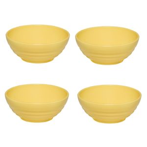 Conjunto Bowl Oriental Redondo 500ml Amarelo Claro com 4 Peças em Polipropileno Linha Tendência VEM