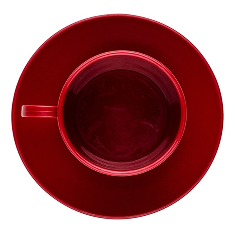 Xícara Elegance Para Chá Com Pires 250ml Vermelha em Policarbonato Linha Profissional Cook Vemplast 3