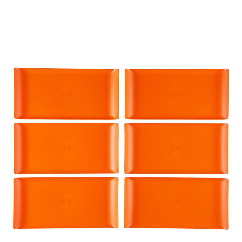 Conjunto de Bandejas Coffee 15x30 6 Peças Laranja em Polipropileno Linha Tropical Vemplast