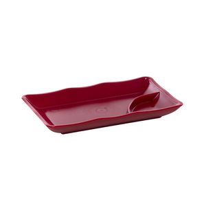 Prato Para Sushi Retangular 11,5x19,5 Vermelho em Policarbonato Linha Profissional Cook VEM