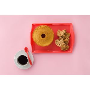 Bandeja Square Retangular 23x35 Vermelha em Policarbonato Linha Profissional Cook VEM