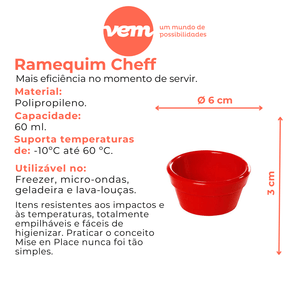 Ramequim Cheff 60ml Vermelho em Polipropileno Linha Tropical VEM