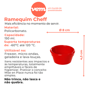 Ramequim Cheff 150ml Vermelho em Policarbonato Linha Profissional Cook VEM