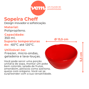 Sopeira Cheff Redonda 350ml Vermelha em Polipropileno Linha Tropical VEM