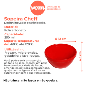 Sopeira Cheff Redonda 250ml Laranja em Policarbonato Linha Profissional Cook VEM