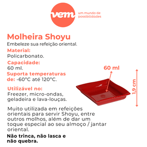 Molheira Shoyu Quadrada 60ml Branca em Policarbonato Linha Profissional Cook VEM