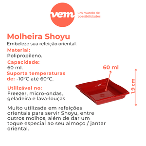 Molheira Shoyu Quadrada 60ml Verde em Polipropileno Linha Tropical VEM