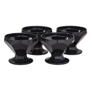 Conjunto de Taça de Sobremesa Caribe 150ml 4 Peças Preto em Polipropileno Linha Tropical VEM