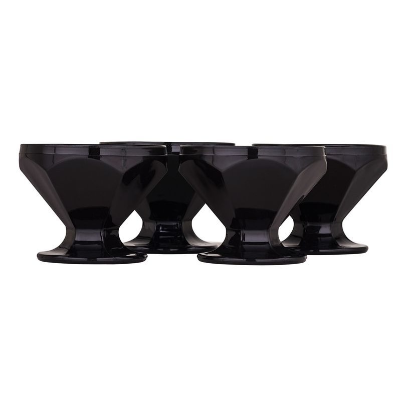Conjunto-de-Taca-de-Sobremesa-Caribe-150ml-4-Pecas-Preto-em-Polipropileno-Linha-Tropical