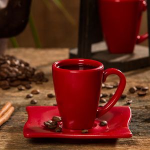 Xícara Elegance Para Café 80ml Vermelha em Policarbonato Linha Profissional Cook