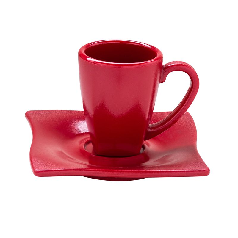 Xicara-Elegance-Para-Cafe-Com-Pires-80ml-Vermelha-em-Policarbonato-Linha-Profissional-Cook