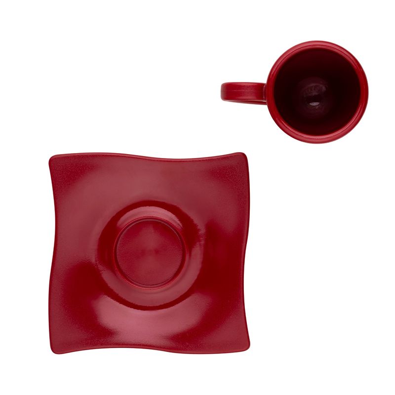 Xicara-Elegance-Para-Cafe-Com-Pires-80ml-Vermelha-em-Policarbonato-Linha-Profissional-Cook
