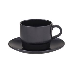 Xícara Para Chá Com Pires Elegance 250ml Preta em Policarbonato Linha Profissional Cook