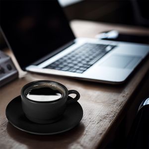 Xícara Para Chá Com Pires Elegance 250ml Preta em Policarbonato Linha Profissional Cook