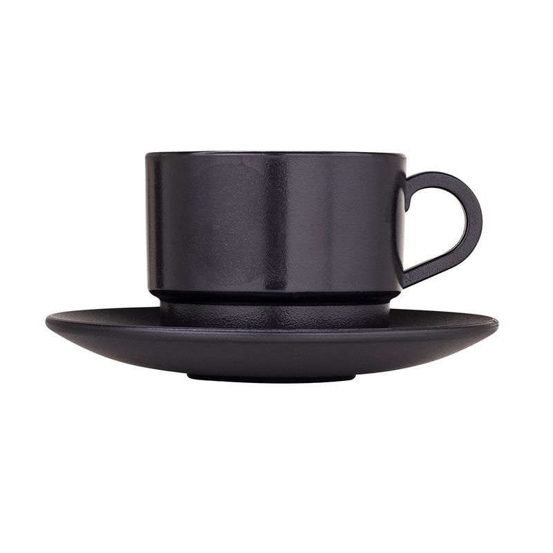 Xicara-Elegance-Para-Cha-Com-Pires-250ml-Preta-em-Policarbonato-Linha-Profissional-Cook-