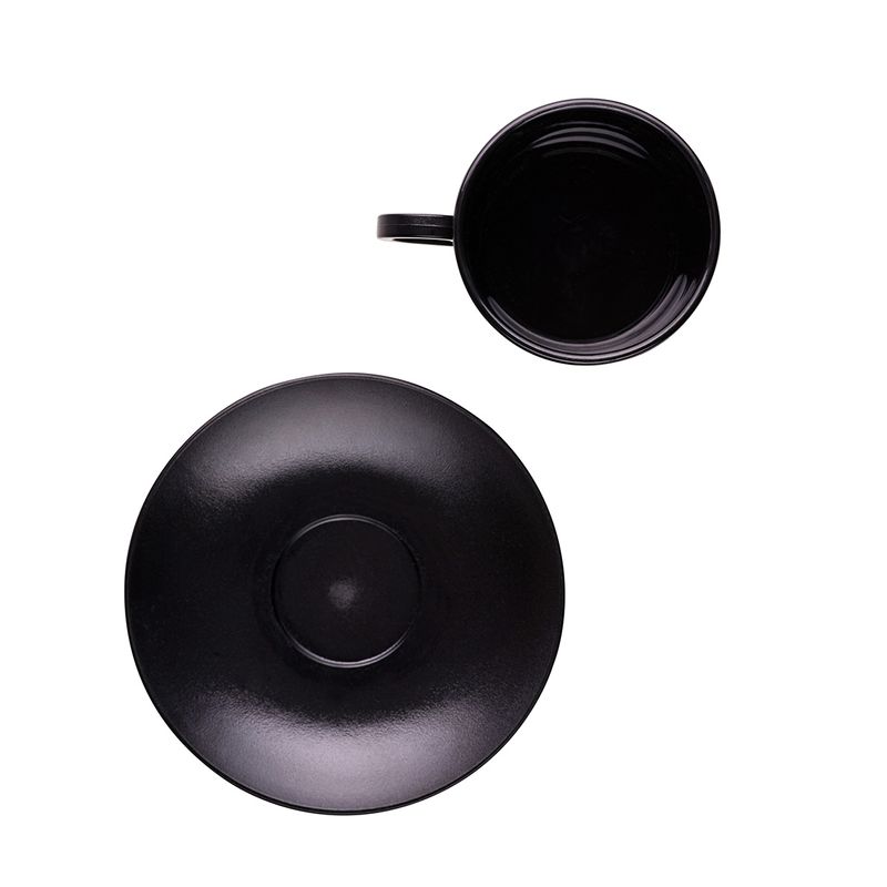 Xicara-Elegance-Para-Cha-Com-Pires-250ml-Preta-em-Policarbonato-Linha-Profissional-Cook-
