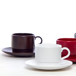 Xícara Para Chá Com Pires Elegance 250ml Marrom em Policarbonato Linha Profissional Cook
