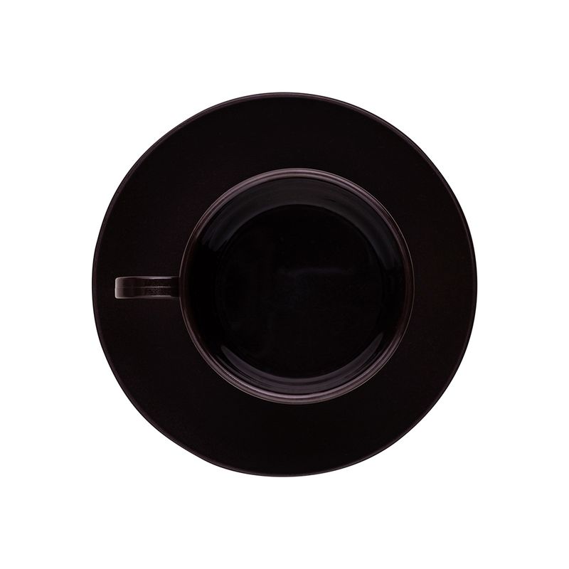 Xicara-Elegance-Para-Cha-Com-Pires-250ml-Marrom-em-Policarbonato-Linha-Profissional-Cook-